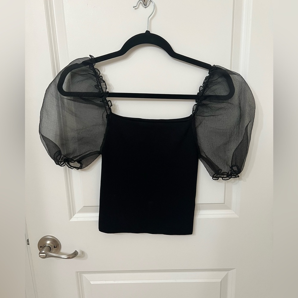 Cute Zara Top with Buff Sleeves Brand New